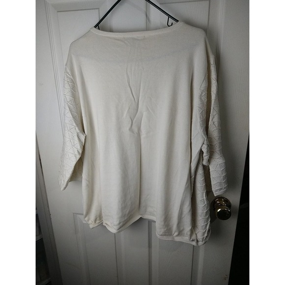 Koret Cream 3/4 Sleeve Geometric Knit Open Cardigan. Size 3X - Picture 10 of 10